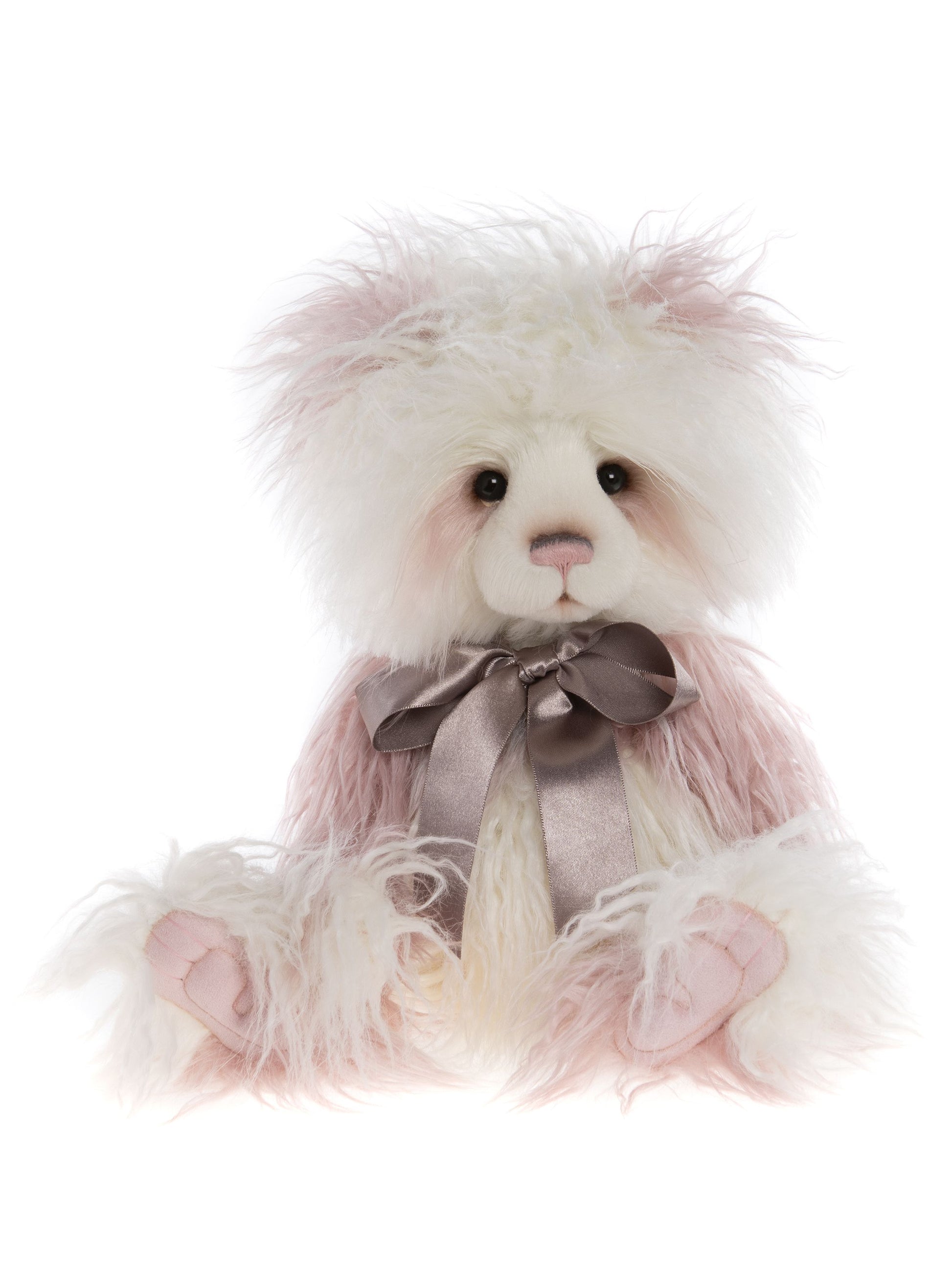 Charlie Bear Year Bear 2023 plush ribbon bow pink white bow