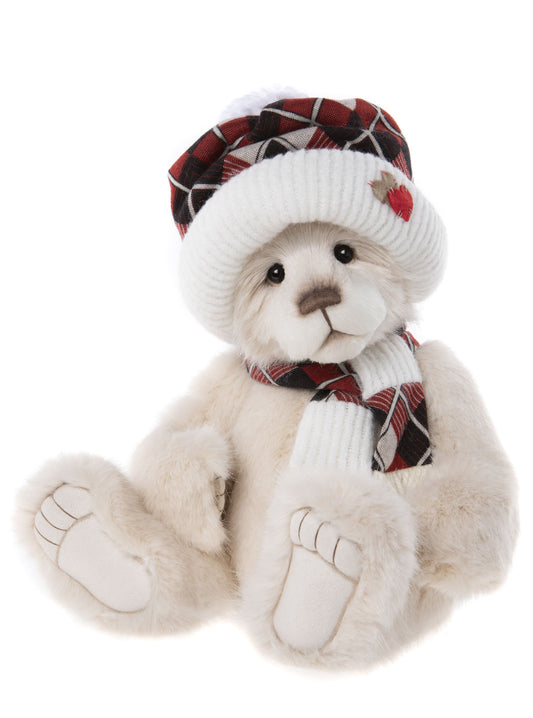 Charlie Bear Cozy white fur winter hat and scarf