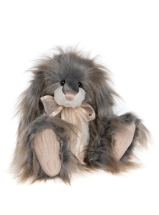 Charlie Bear rabbit brown fur cream bow