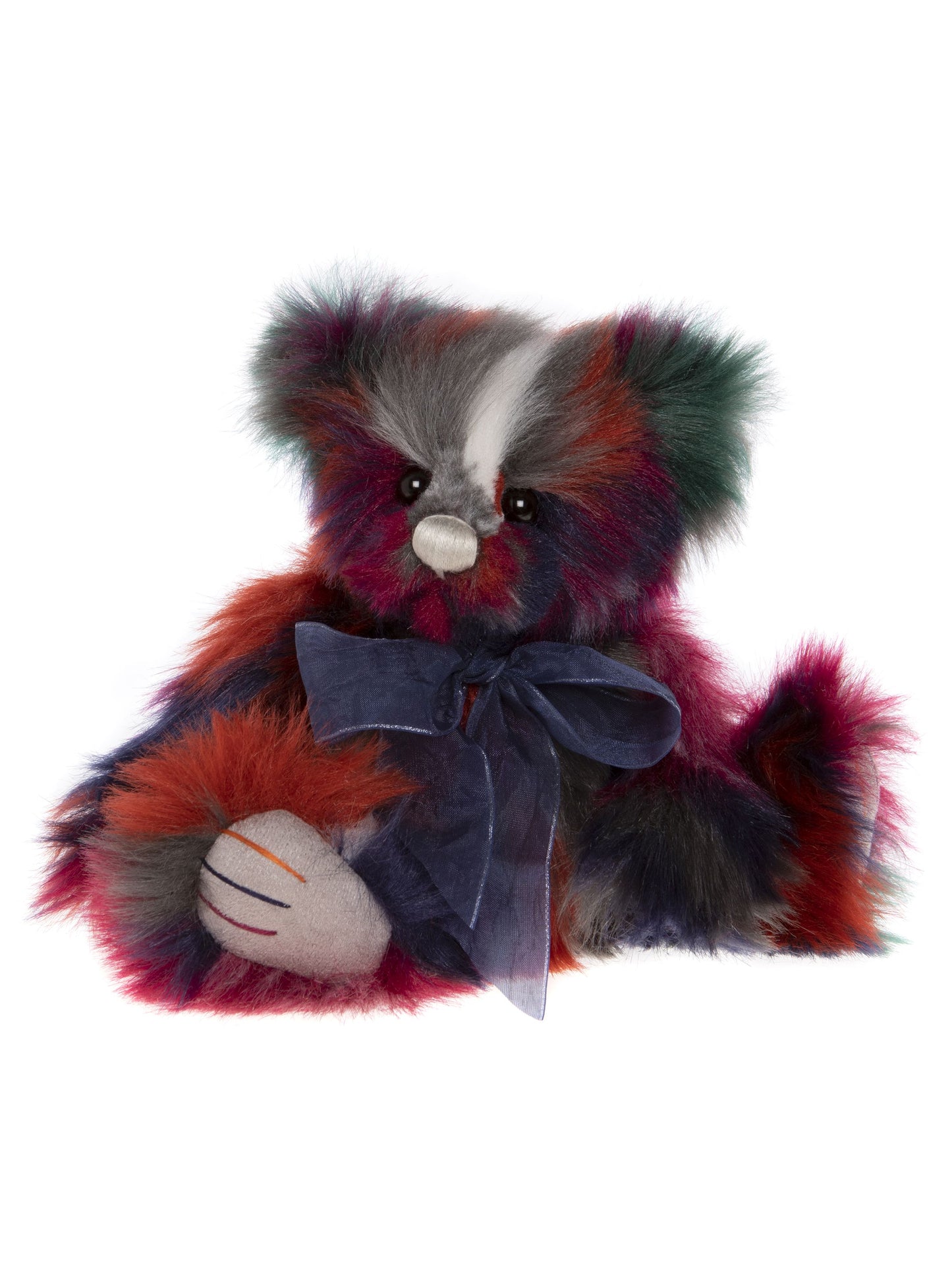 Multi-colored Charlie Bear with bow and long fur