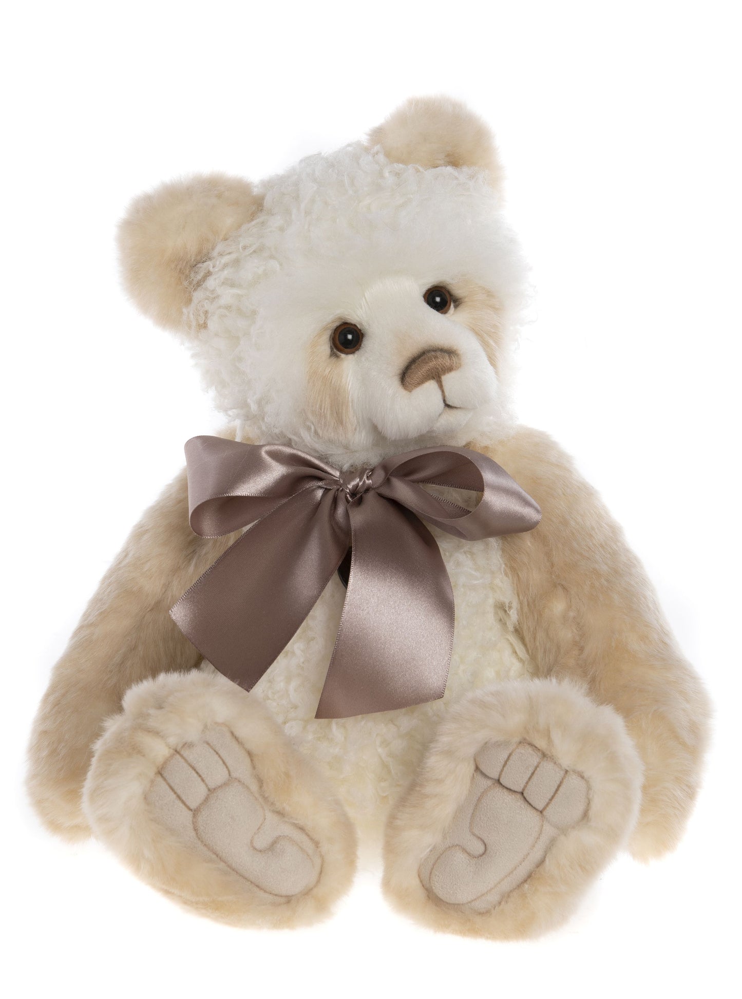 2023 Charlie Bear Tessa tan white plush brown bow