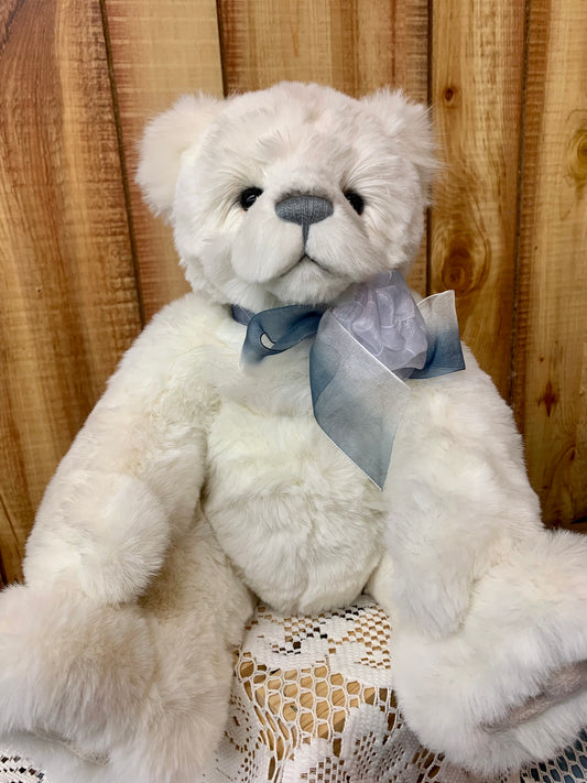 2019 Charlie Bear Birthday Bear with blue ribbon