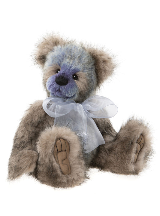2022 Blueberry Pudding Charlie Bear with blue ribbon