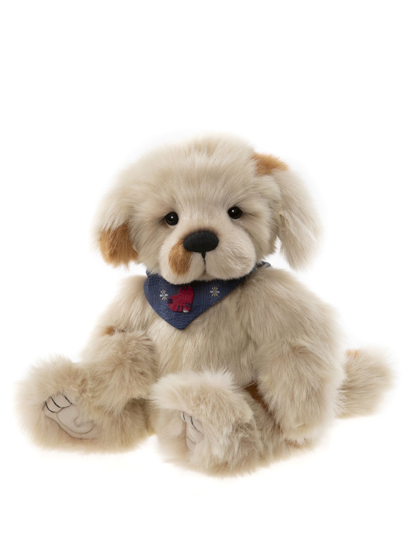 2022 Charlie Bear Moxie plush puppy with blue scarf