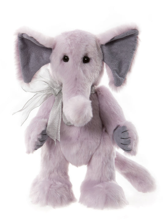 Charlie Bear 2022 pink elephant Friendship gray bow