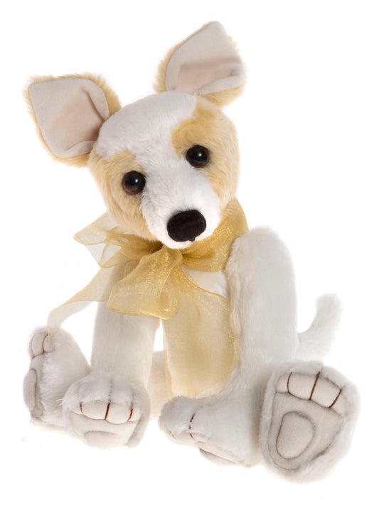2017 plush Charlie Bear Duchess puppy with a shiny yellow bow